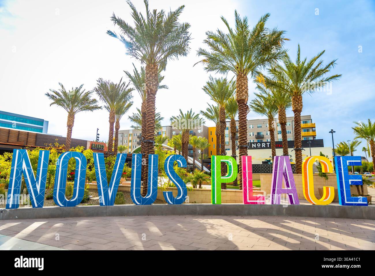 Tempe, AZ, USA - February 05, 2026: Three dimensional Novus Place sign ...