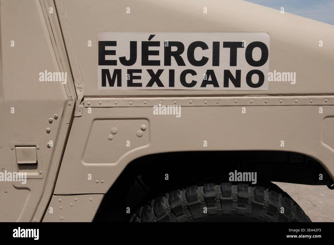 Ejercito Mexicano label on the side of a military vehicle Stock Photo