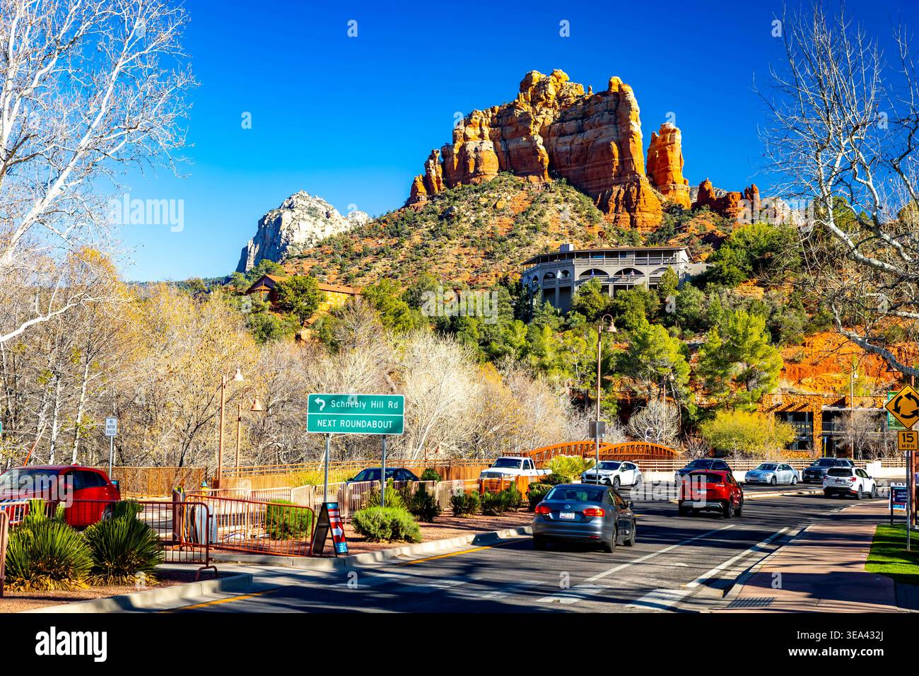 Sedona, AZ, USA - February 03, 2026: Downtown Sedona buildings sit ...