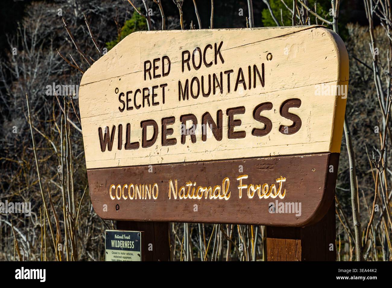 Sedona, AZ, USA - February 03, 2026: Entrance sign marks Red Rock ...