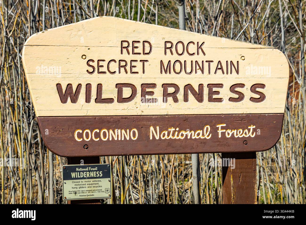 Sedona, AZ, USA - February 03, 2026: Entrance sign marks Red Rock ...