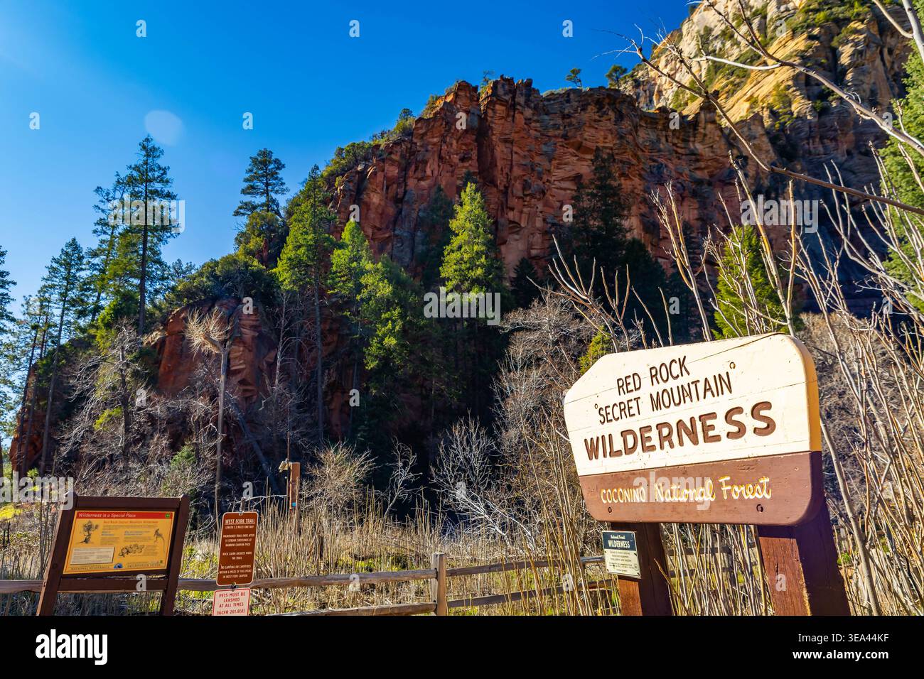 Sedona, AZ, USA - February 03, 2026: Entrance sign marks Red Rock ...
