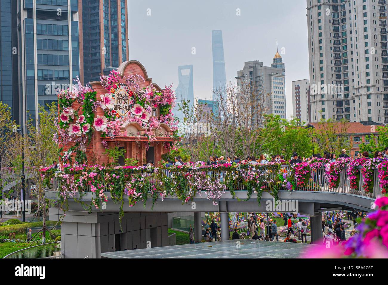Visitors enjoy floral displays at the 2026 Shanghai International ...