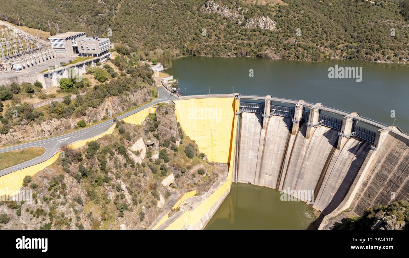 Water Impounding Structures Concrete dam structure impounding water for power generation, with ...