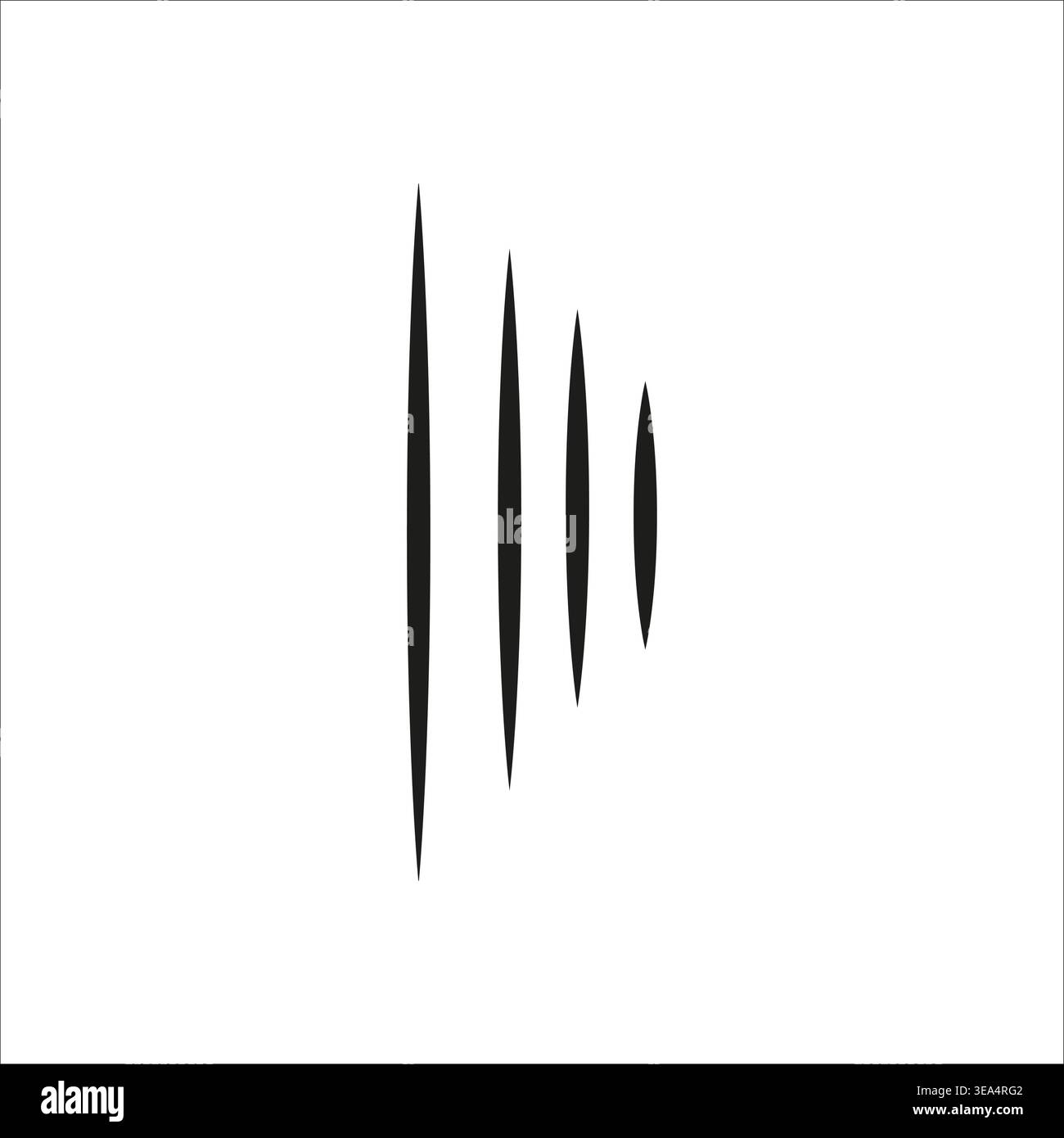 Four black ovals. Abstract shape minimal. Vertical Vector elements. Repeating dark pattern. Stock Vector