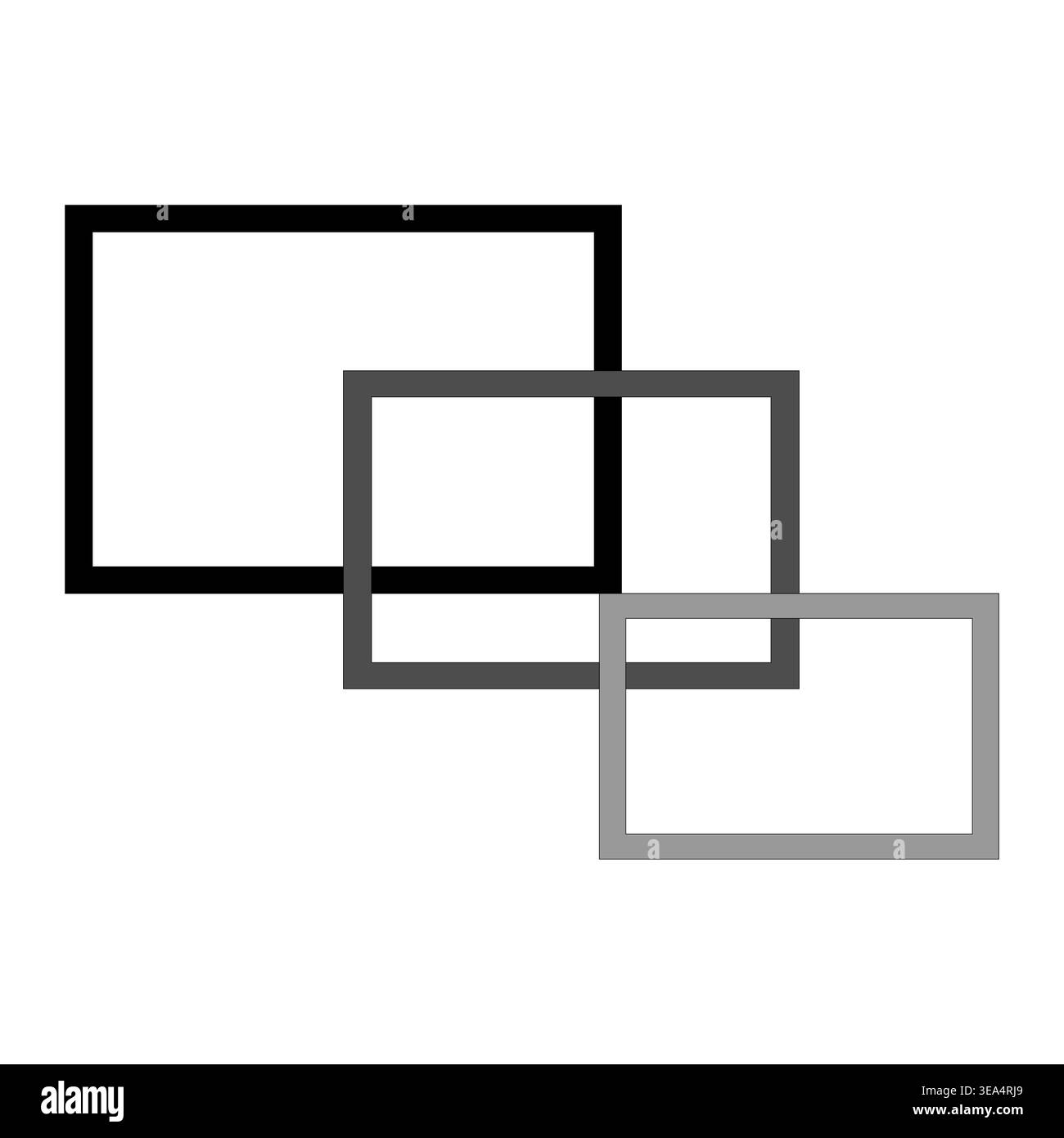 Frames collection. Border Vector. Geometric border shapes. Multi layered grey outline square representations. Stock Vector