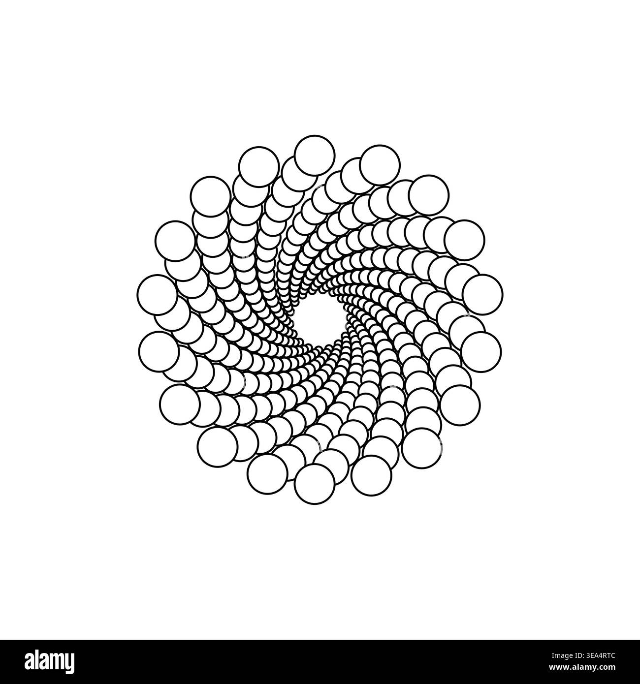 Concentric dots spiral. Hypnotic circle Vector. Optical illusion graphic. Black outline element. Stock Vector