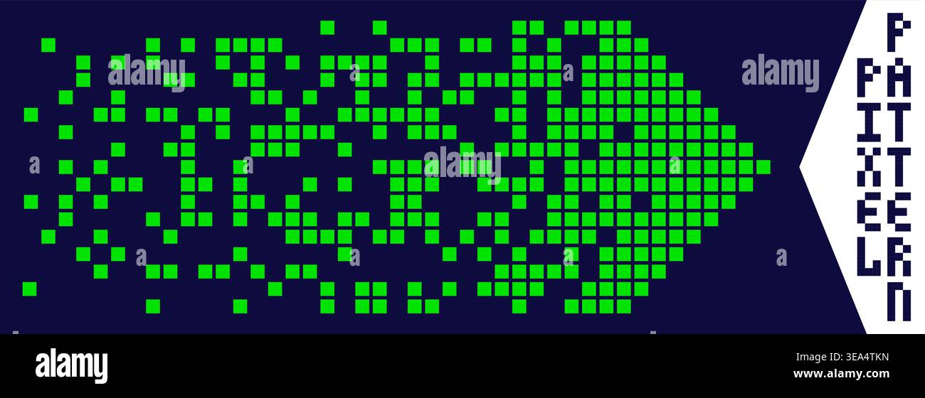 Pixel art green arrow form pattern. Stock Vector