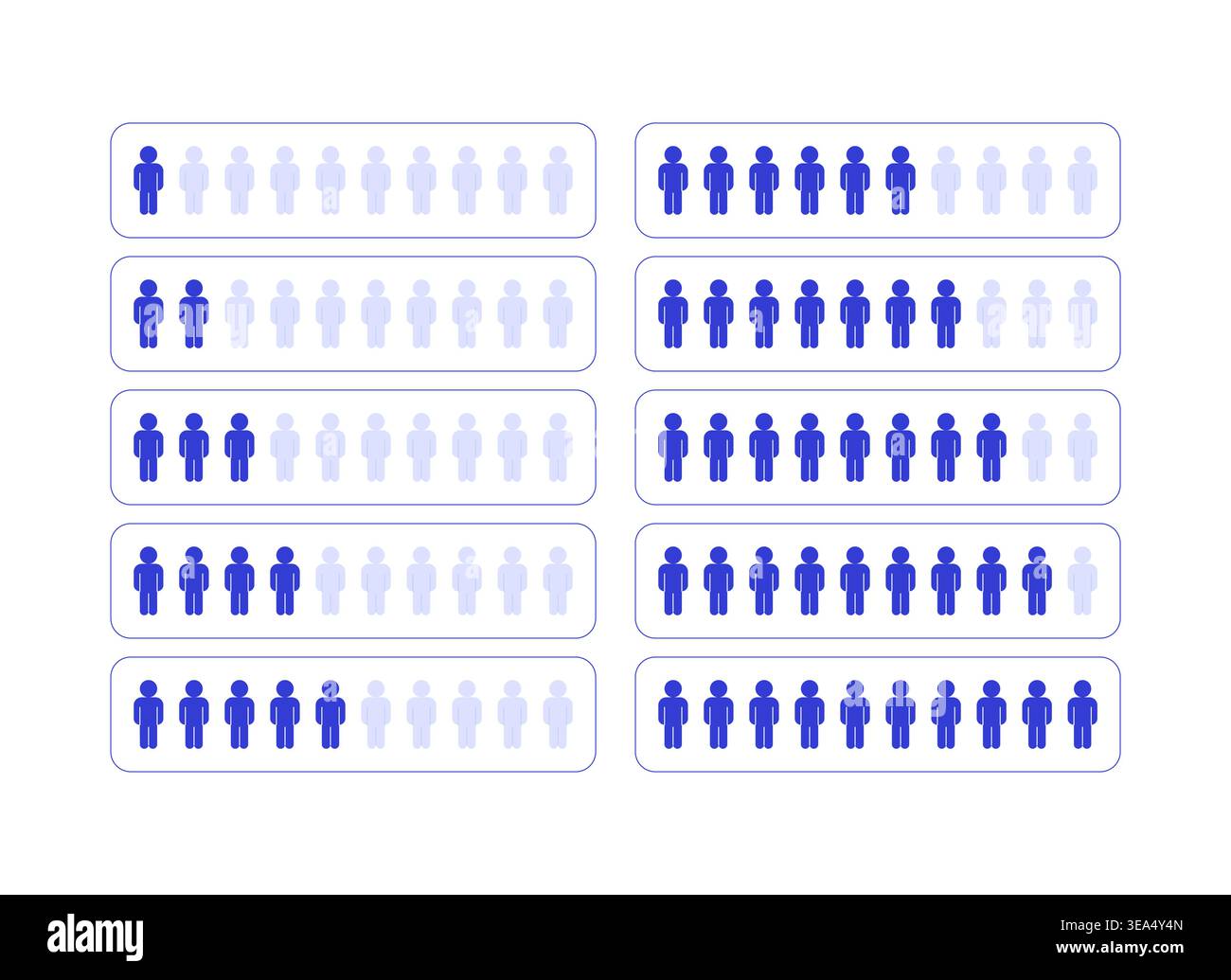 Male population progress line style dashboard element set Stock Vector