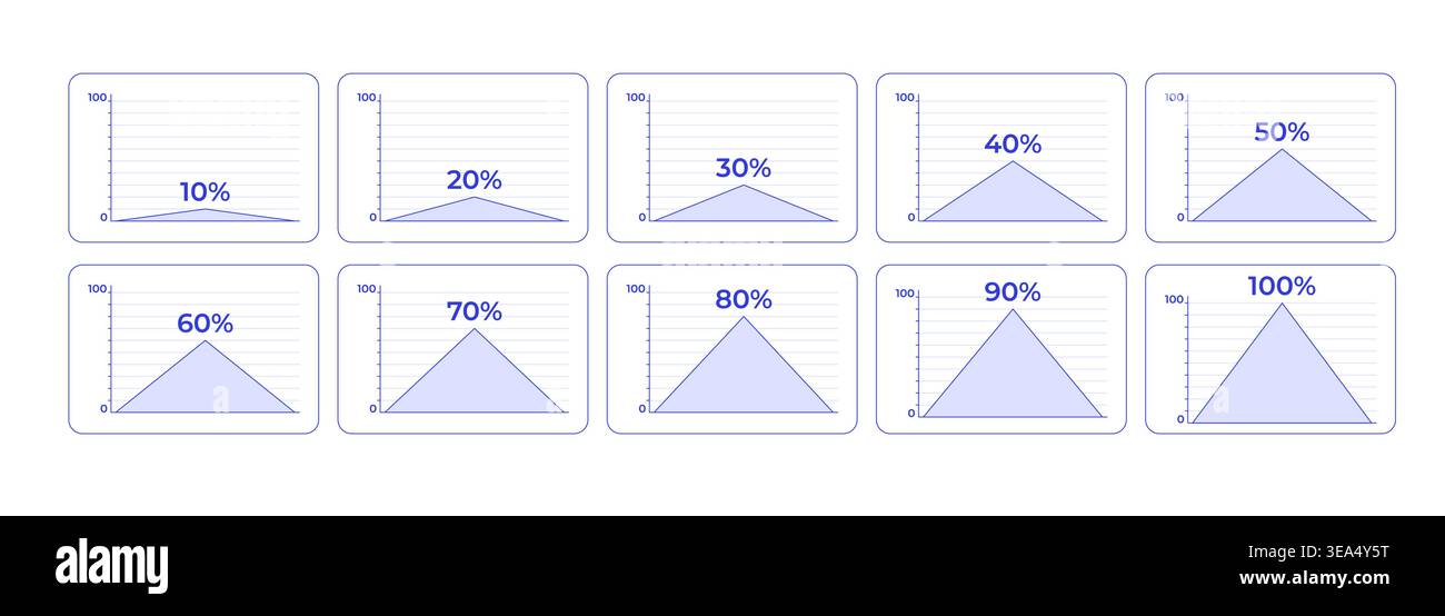 Triangle area charts progress line style dashboard element set Stock Vector