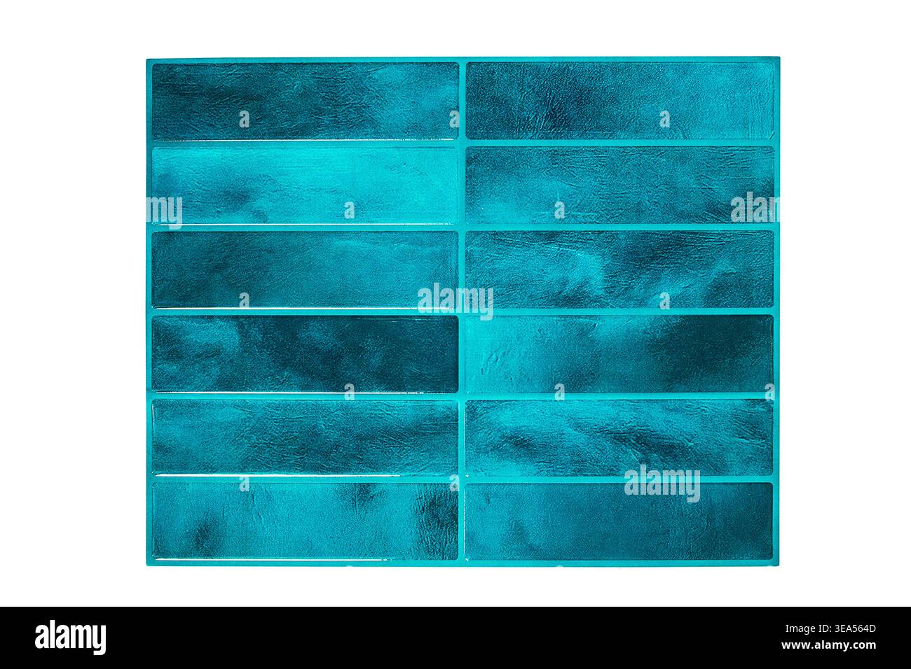 Light blue glazed facing tile isolated on white background Stock Photo