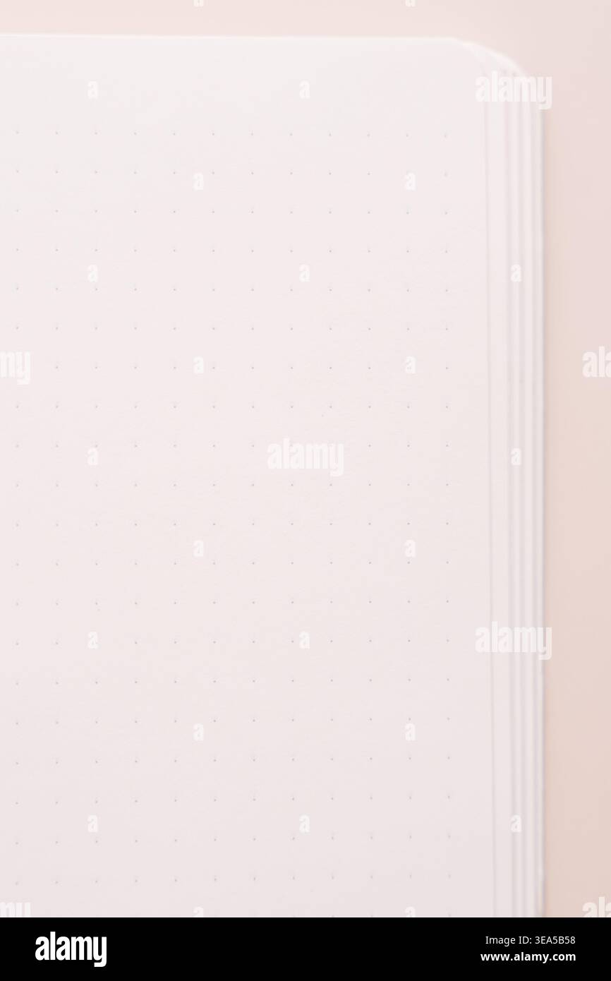 Blank notebook page close up on soft beige background Stock Photo