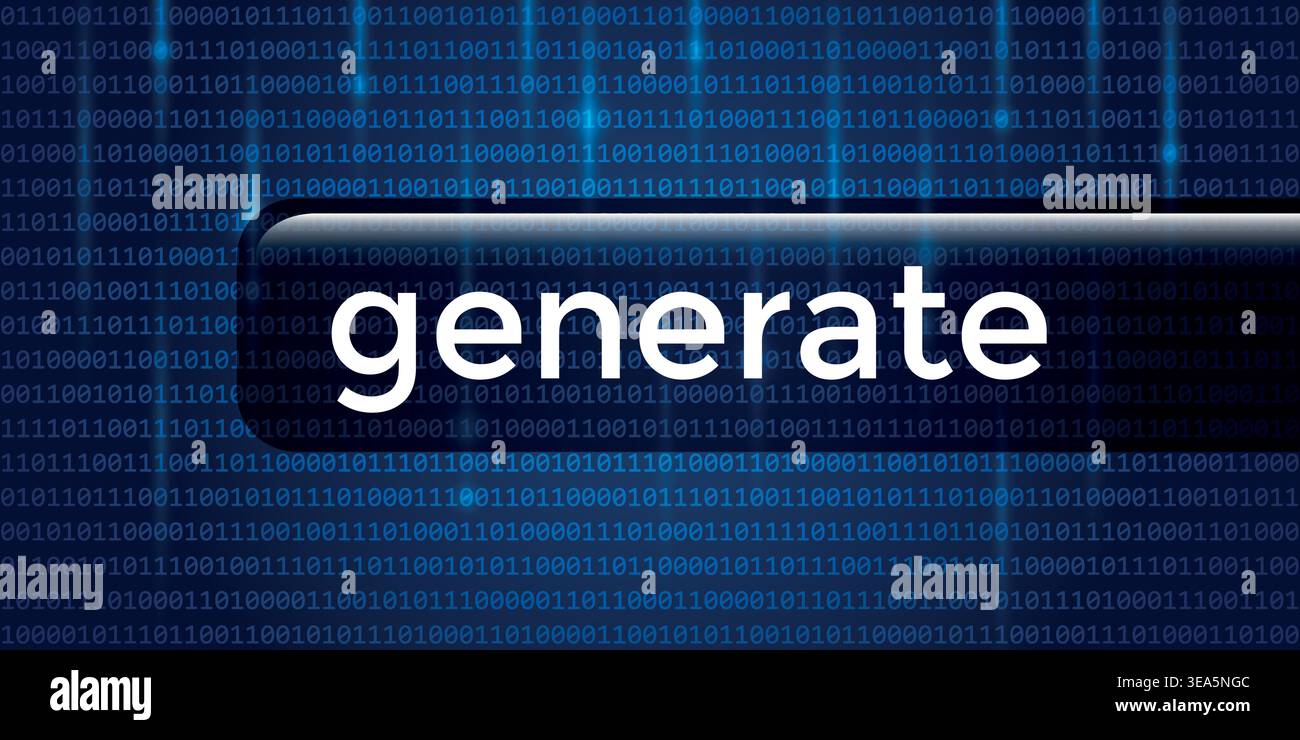 generated text on digital futuristic ai background with binary code vector illustration Stock Vector