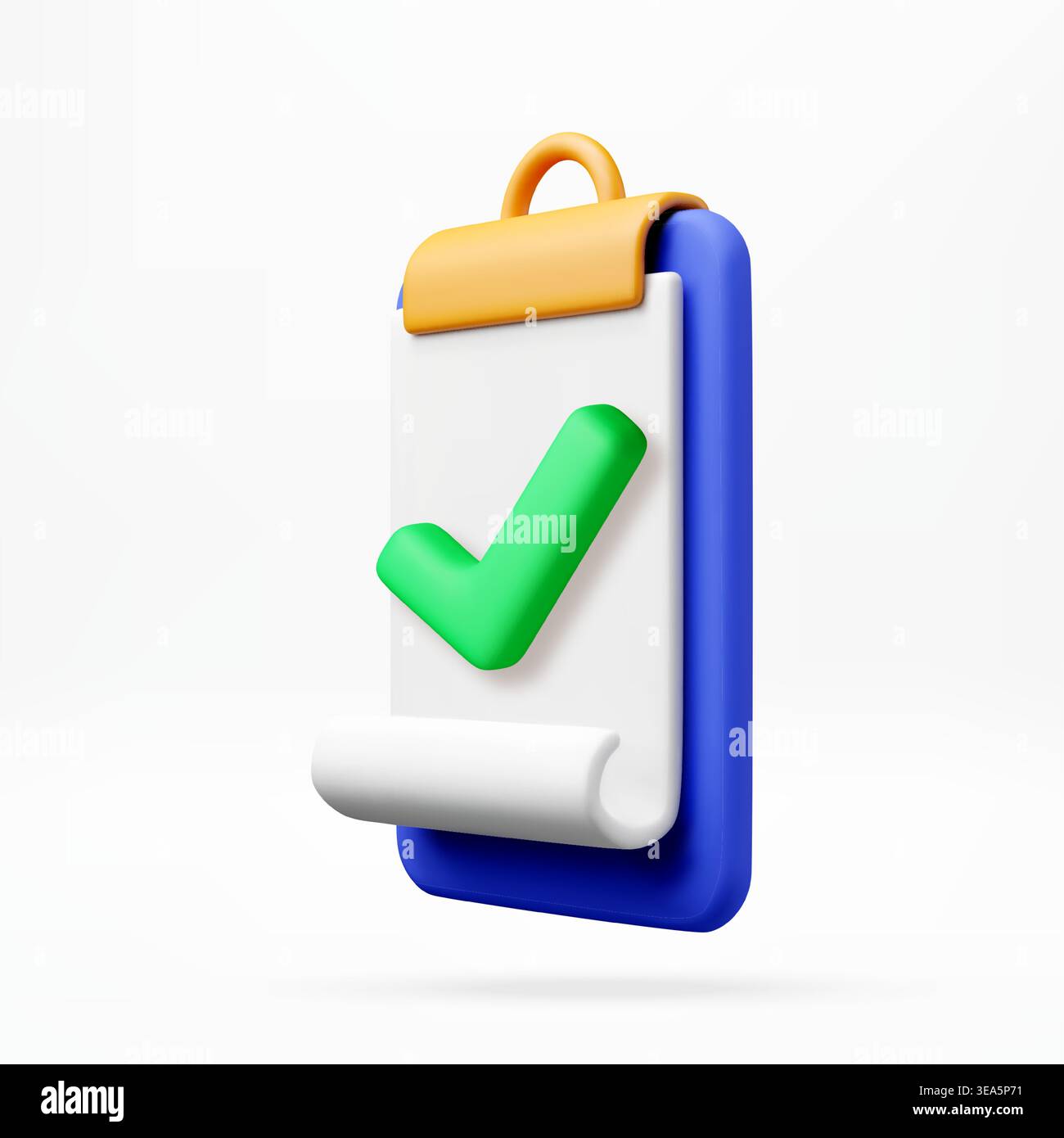 Clipboard with green checkmark as 3d icon Stock Vector