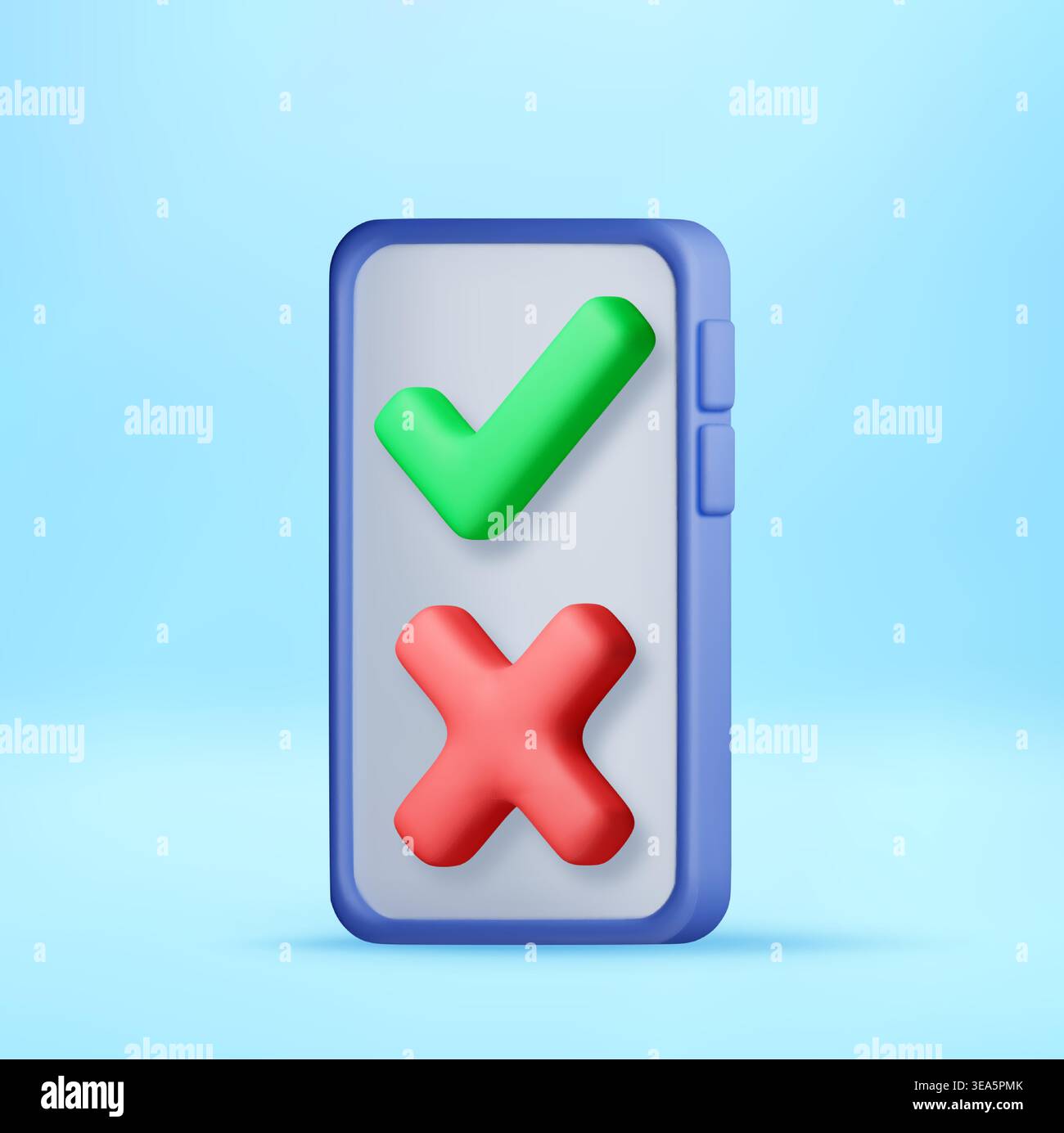 3D Smartphone with check mark and cross symbol Stock Vector