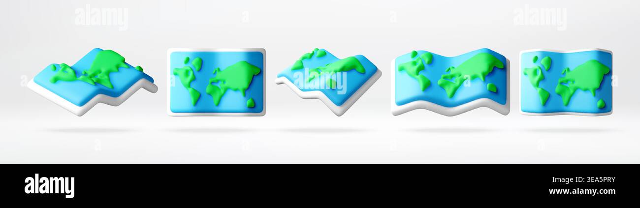 3D world map icon set Stock Vector