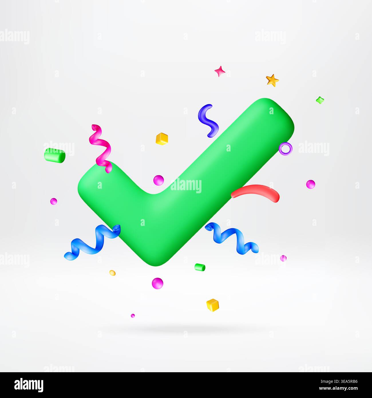 3D Green check mark symbol with colorful confetti Stock Vector Image ...
