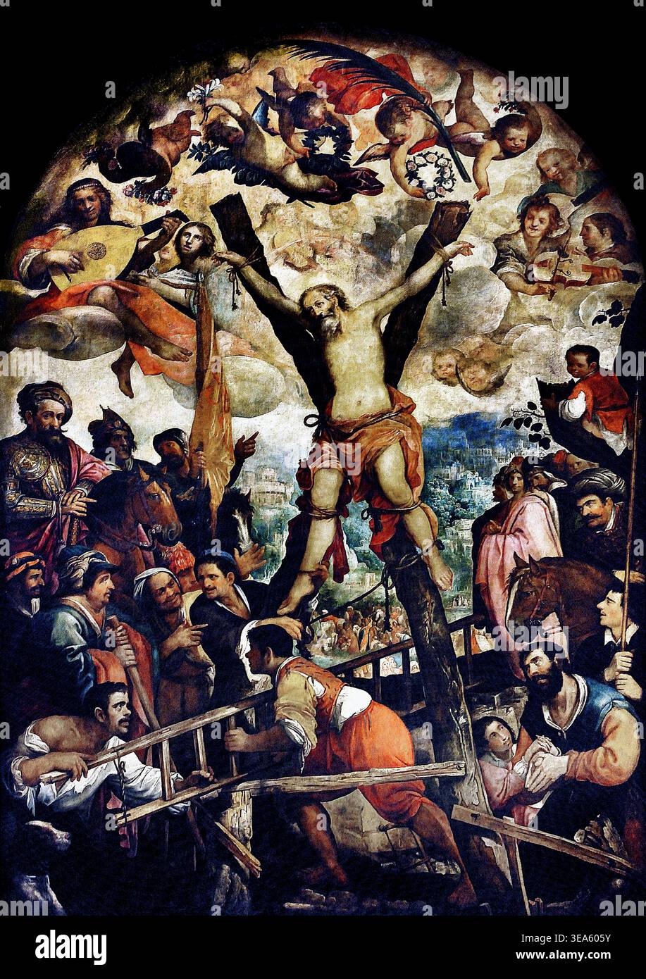Crucified on x shaped cross hi-res stock photography and images