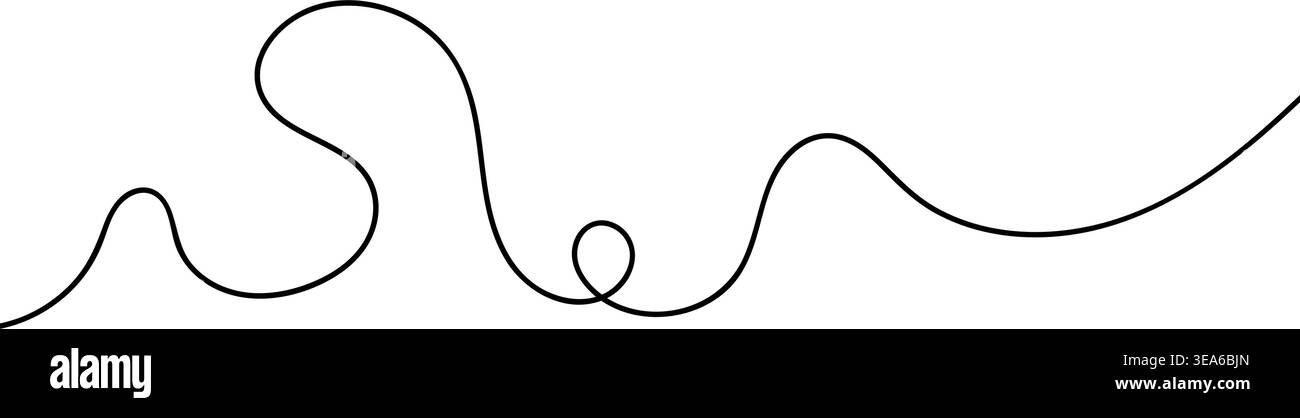 Continuous squiggle cable line creating abstract wavy vector illustration with flowing squiggles. Stock Vector