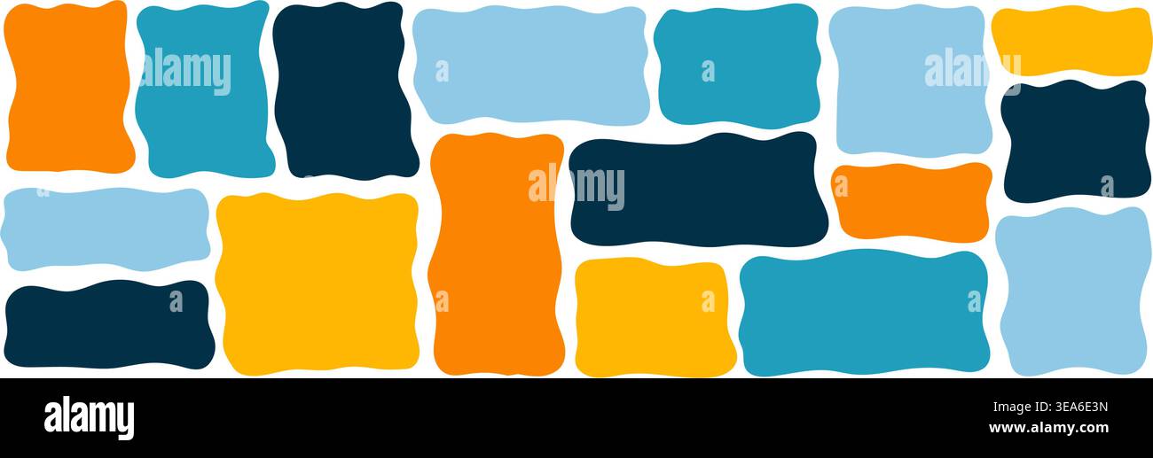 Wavy organic frame with irregular edges playful vector illustration set. Stock Vector