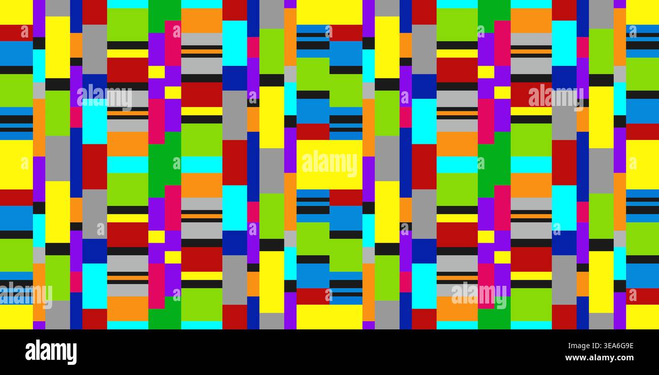 seamless pattern of Mosaic rectangle rainbow tile Stock Vector