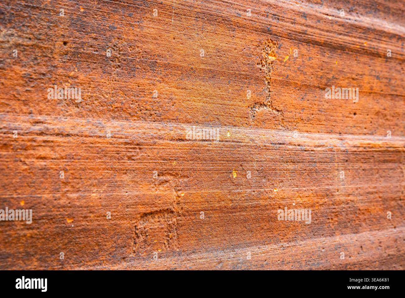 Ancient bighorn sheep petroglyph carved into red rock wall along Wire ...