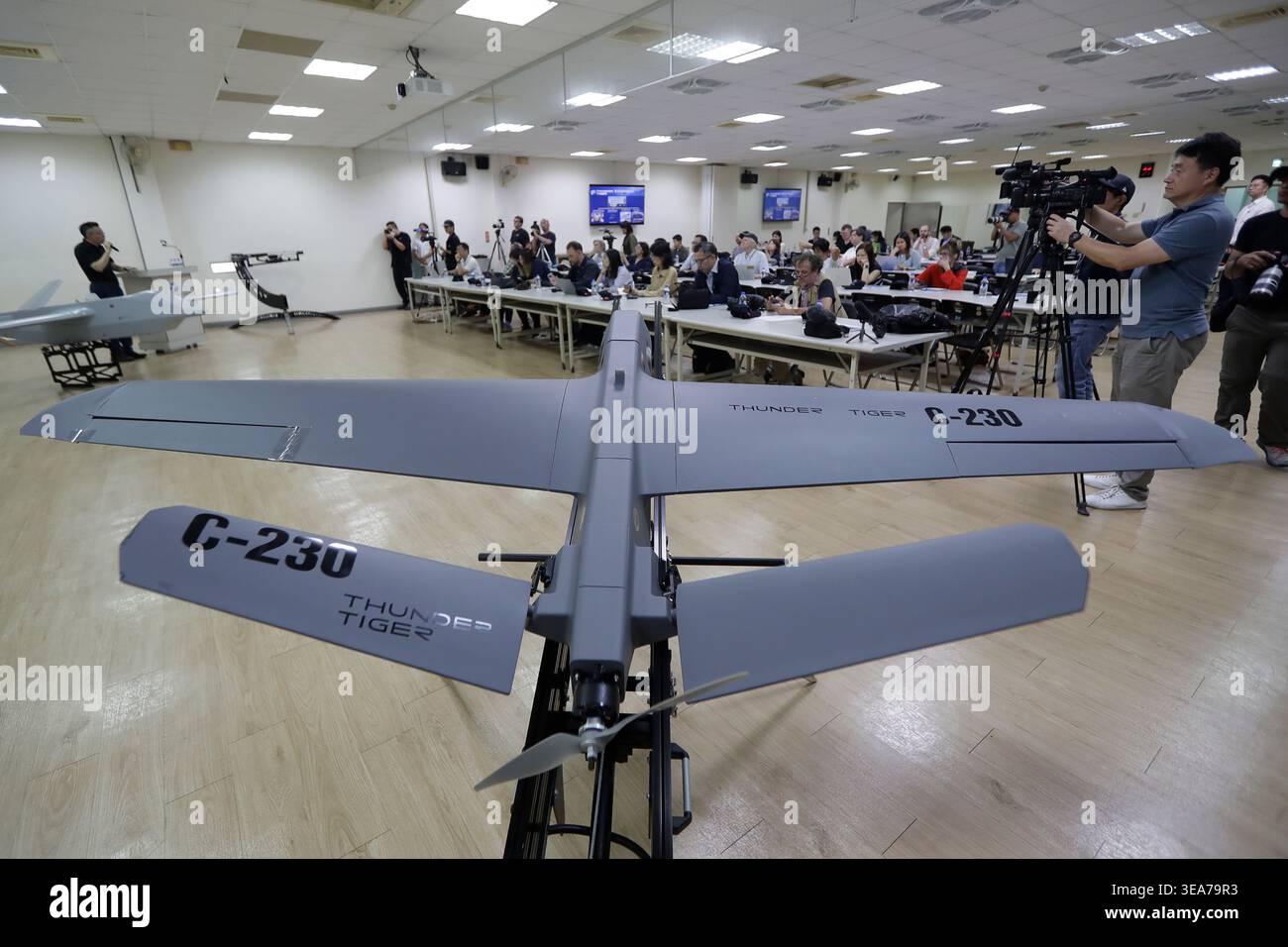 A C-230 Overkill (Striker) one way Attack Drone is displayed during a ...