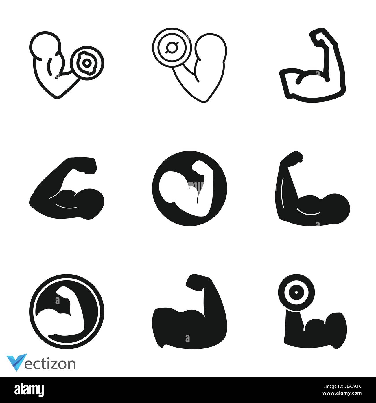 Biceps icon. Symbol of strength, health or bodybuilding. Pictogram of ...