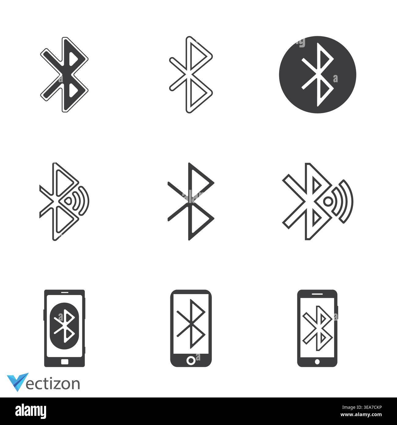 Bluetooth Line vector Icon Design Stock Vector