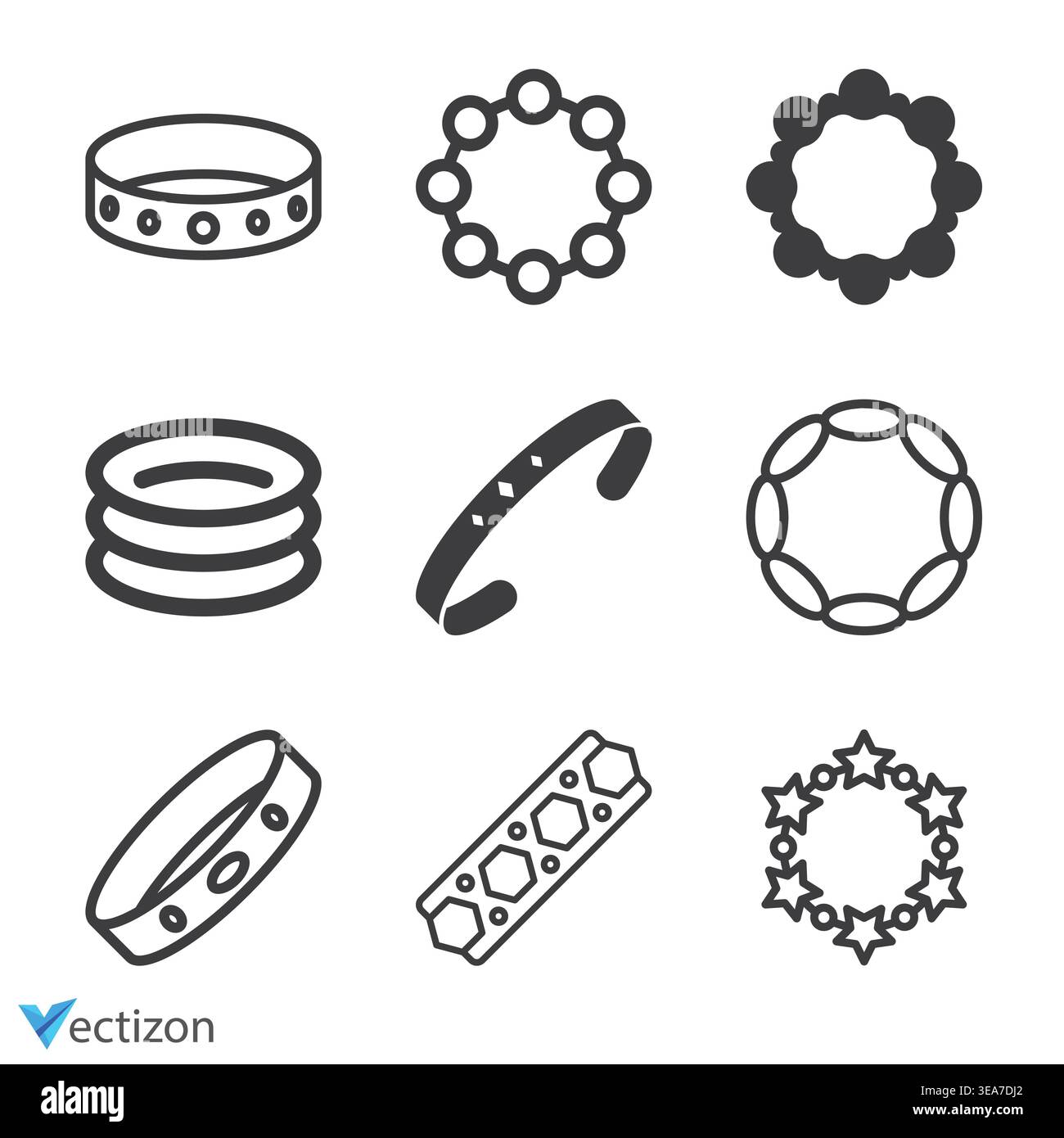 Beaded Bracelet vector line icon icons design Stock Vector
