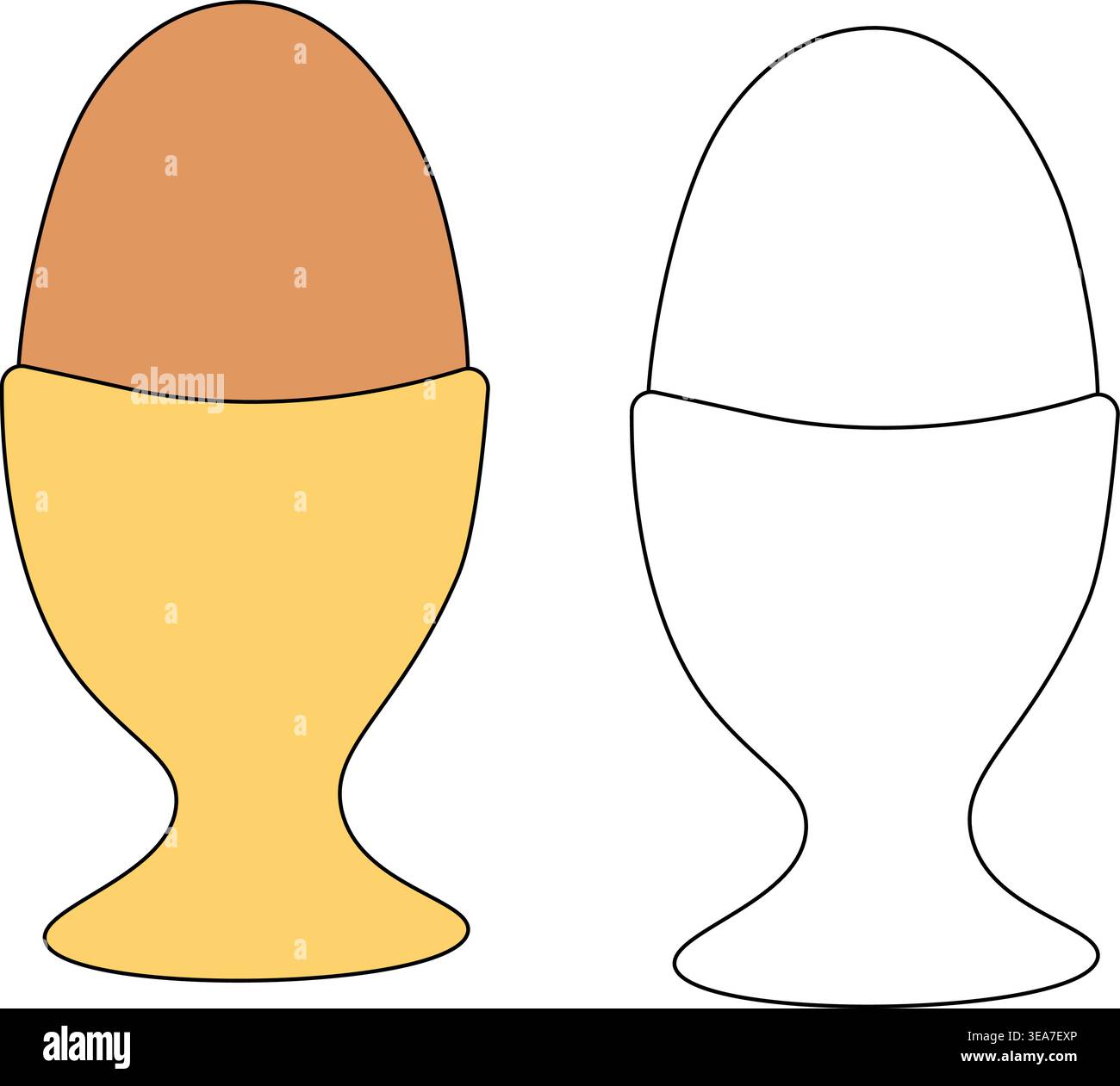 Nutritious breakfast with boiled egg served in egg cup, perfect start to the day Logo icon isolated hand drawn illustration. Vector graphic line art. Stock Vector