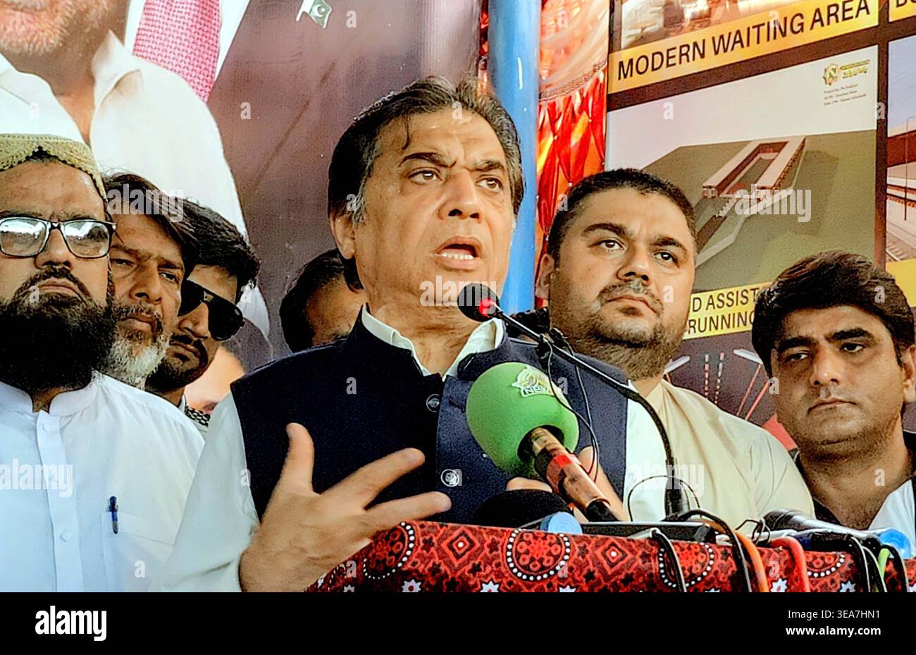 Federal Minister for Railways, Muhammad Hanif Abbasi is addressing the ...