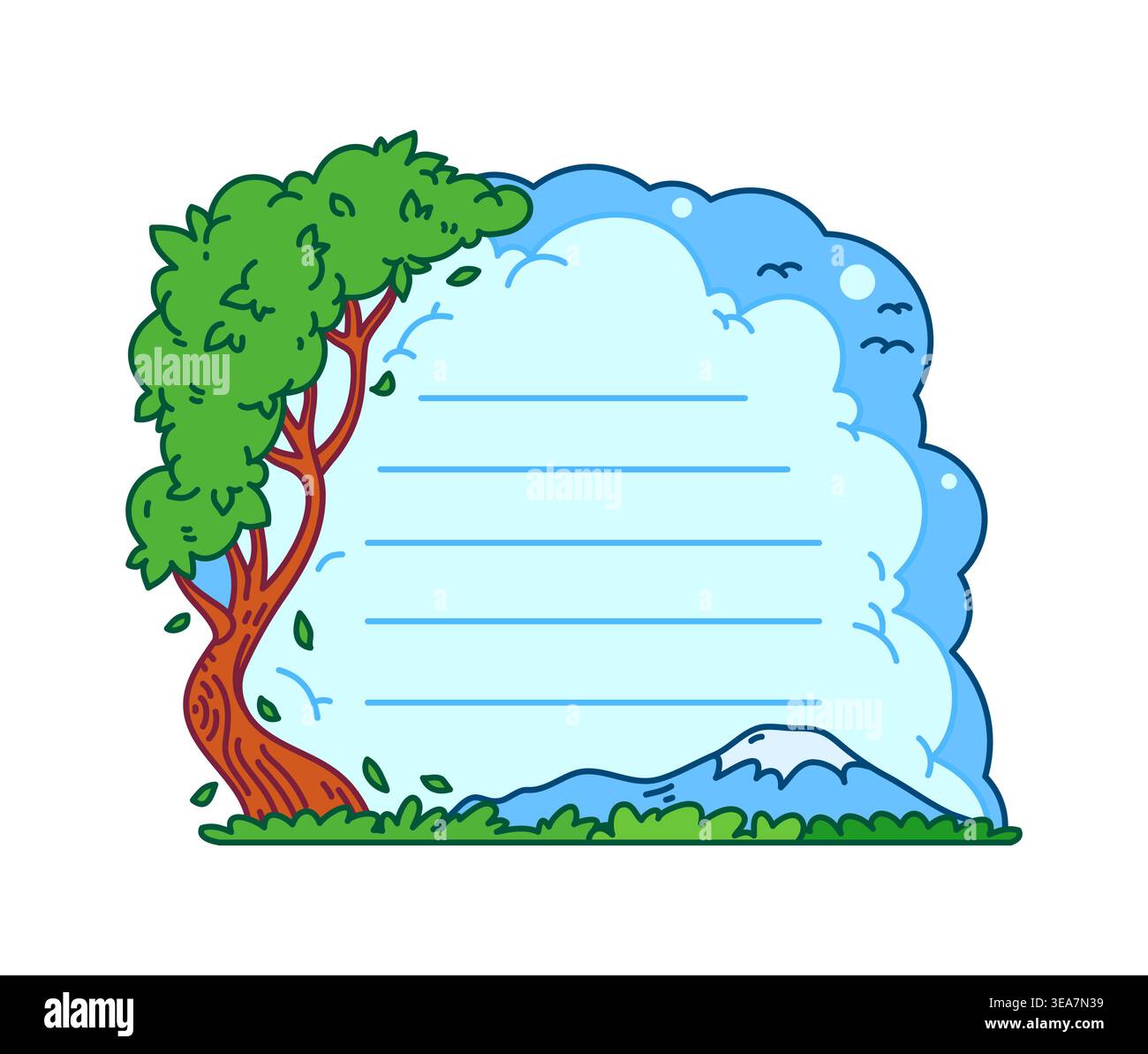 Plants, tree and flower kids memo note with tree Stock Vector