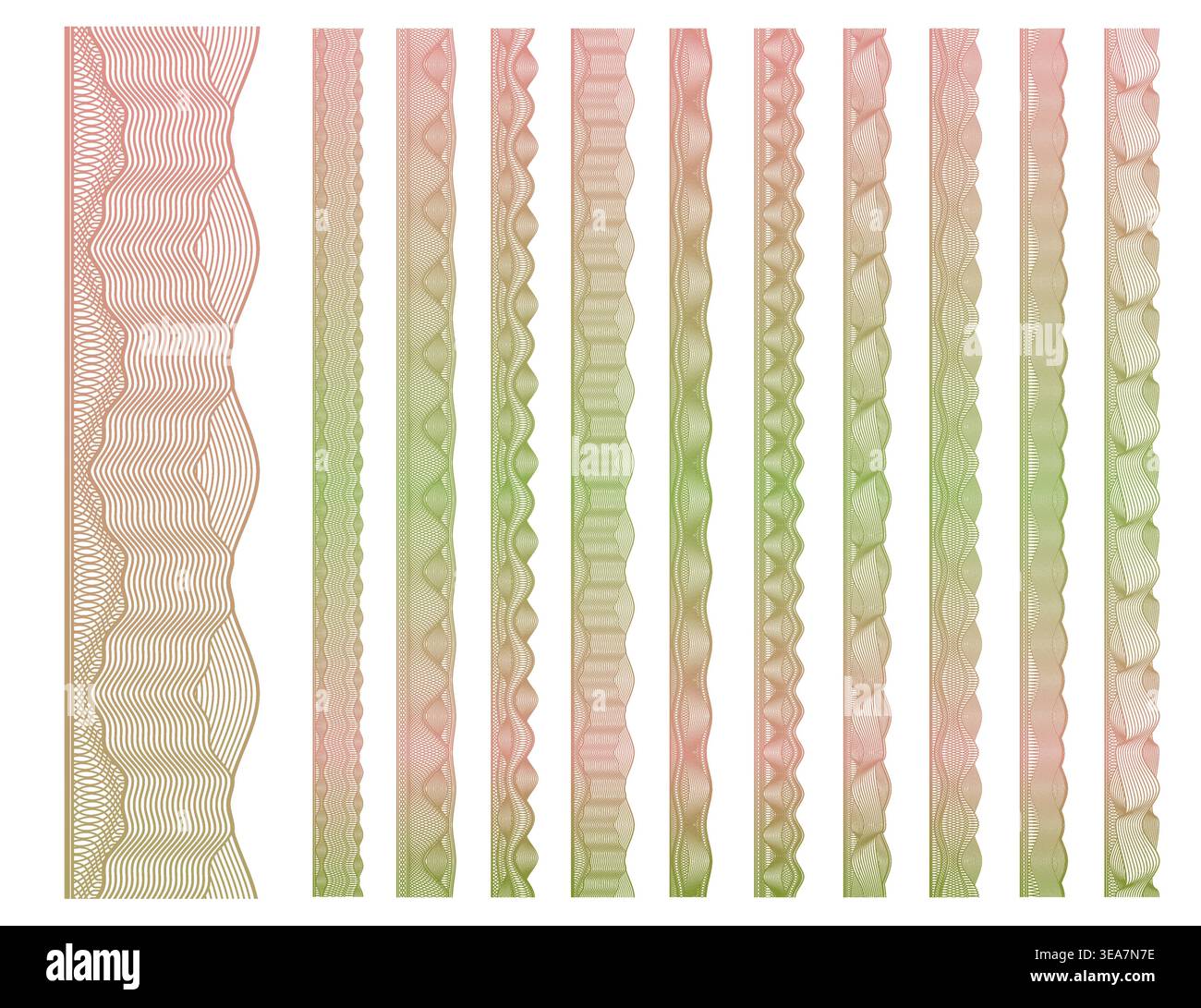 Watermark security guilloche border frames set Stock Vector