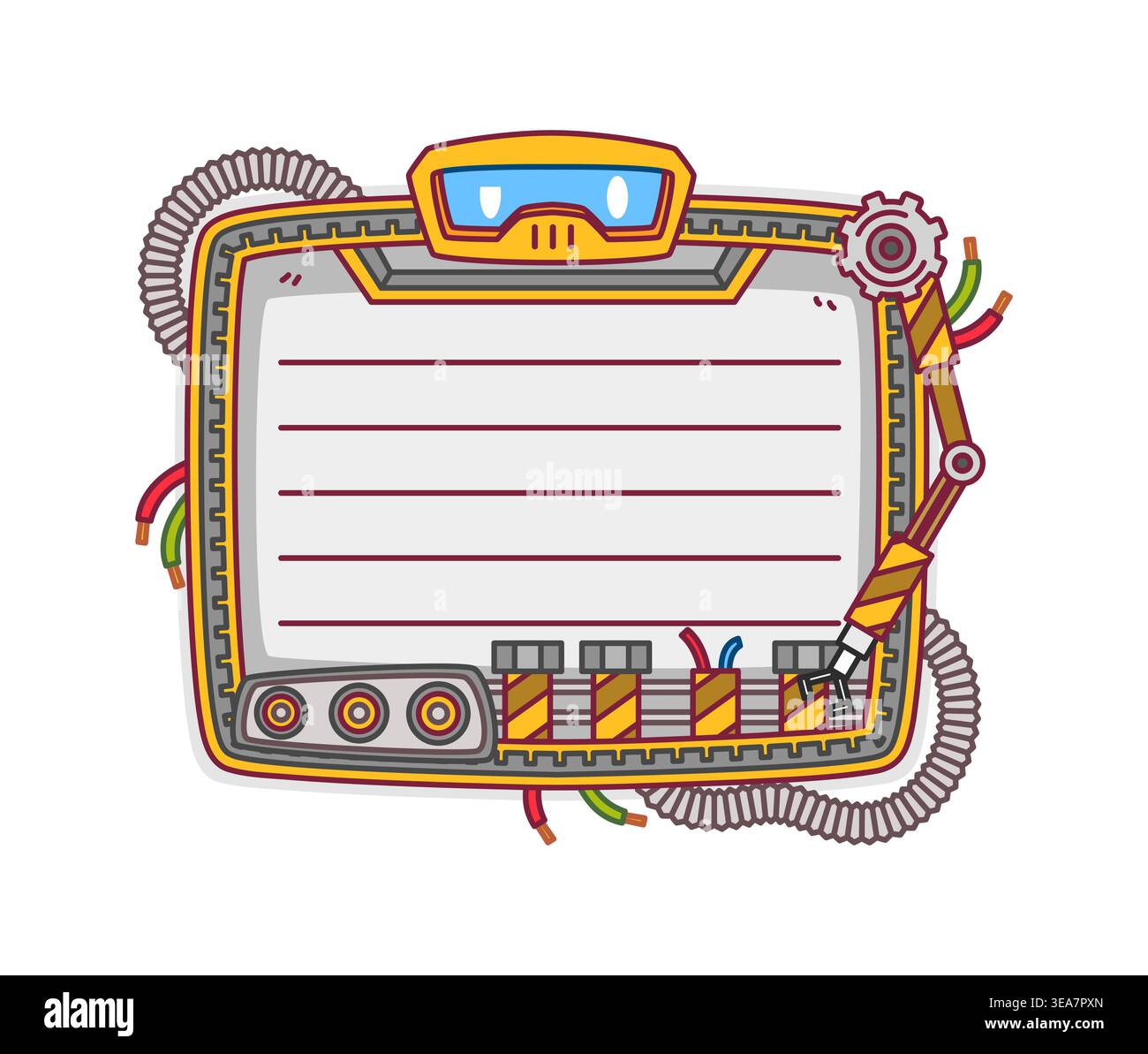 Cartoon robot character kids memo note frame Stock Vector
