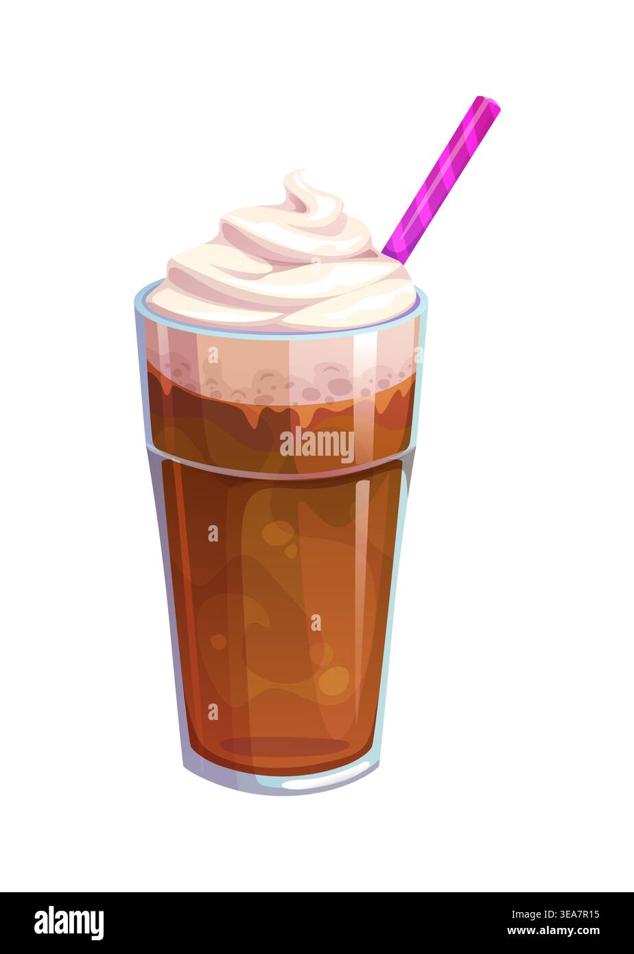 Frothy cold coffee dessert with whipped cream Stock Vector