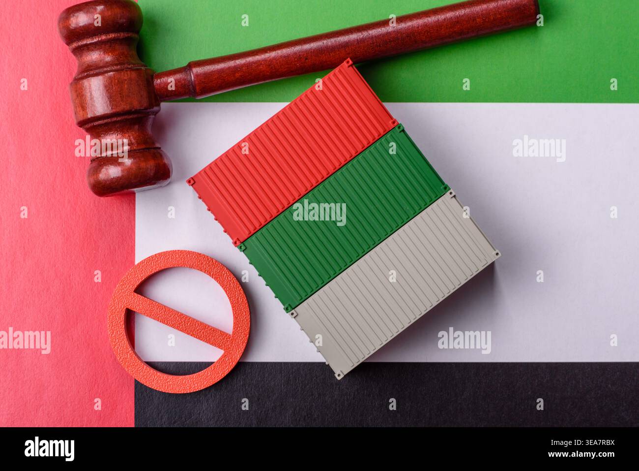The cargo container ban on the UAE flag as a conceptual backdrop for ...