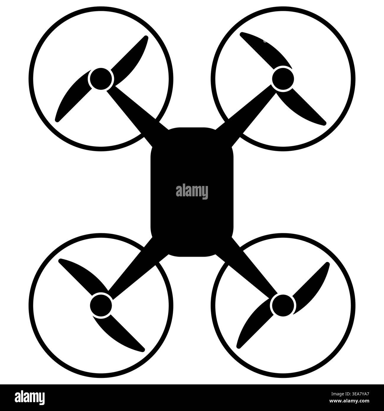 one propeller black drone icon on white. Stock Vector