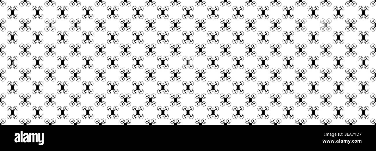 horizontal seamless propeller black drone for pattern and background. Stock Vector