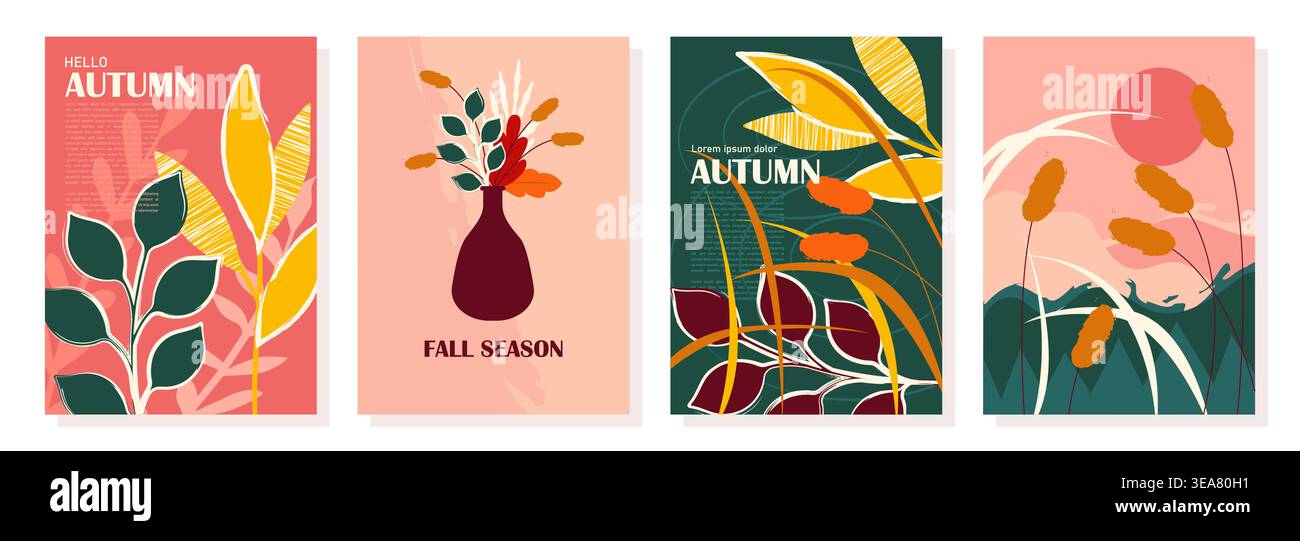Autumn abstract set. Vector illustration Stock Vector