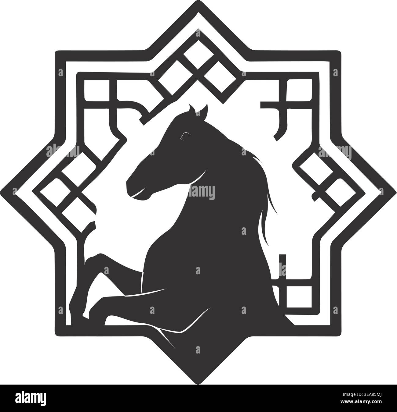 Elegant horse logo architect design Stock Vector