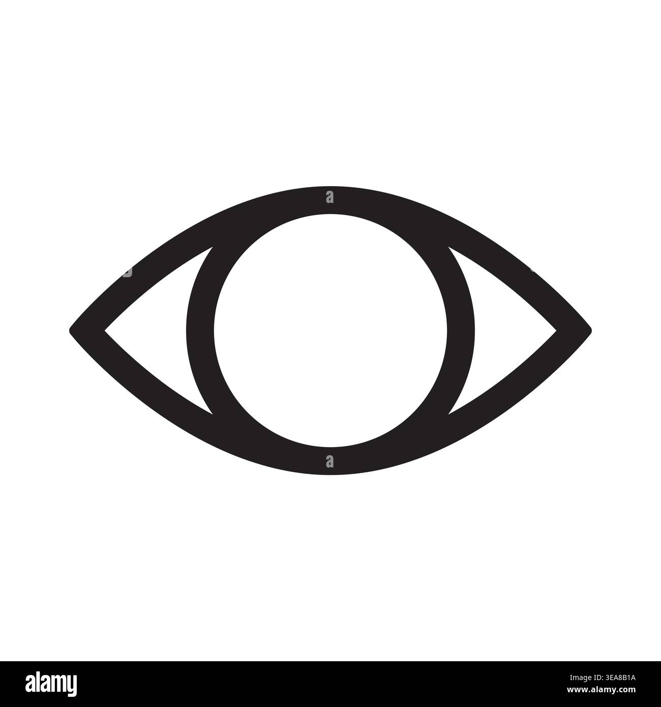 A minimal flat style Vector eye icon representing visibility, view, or unhide functions for modern digital interfaces. Stock Vector