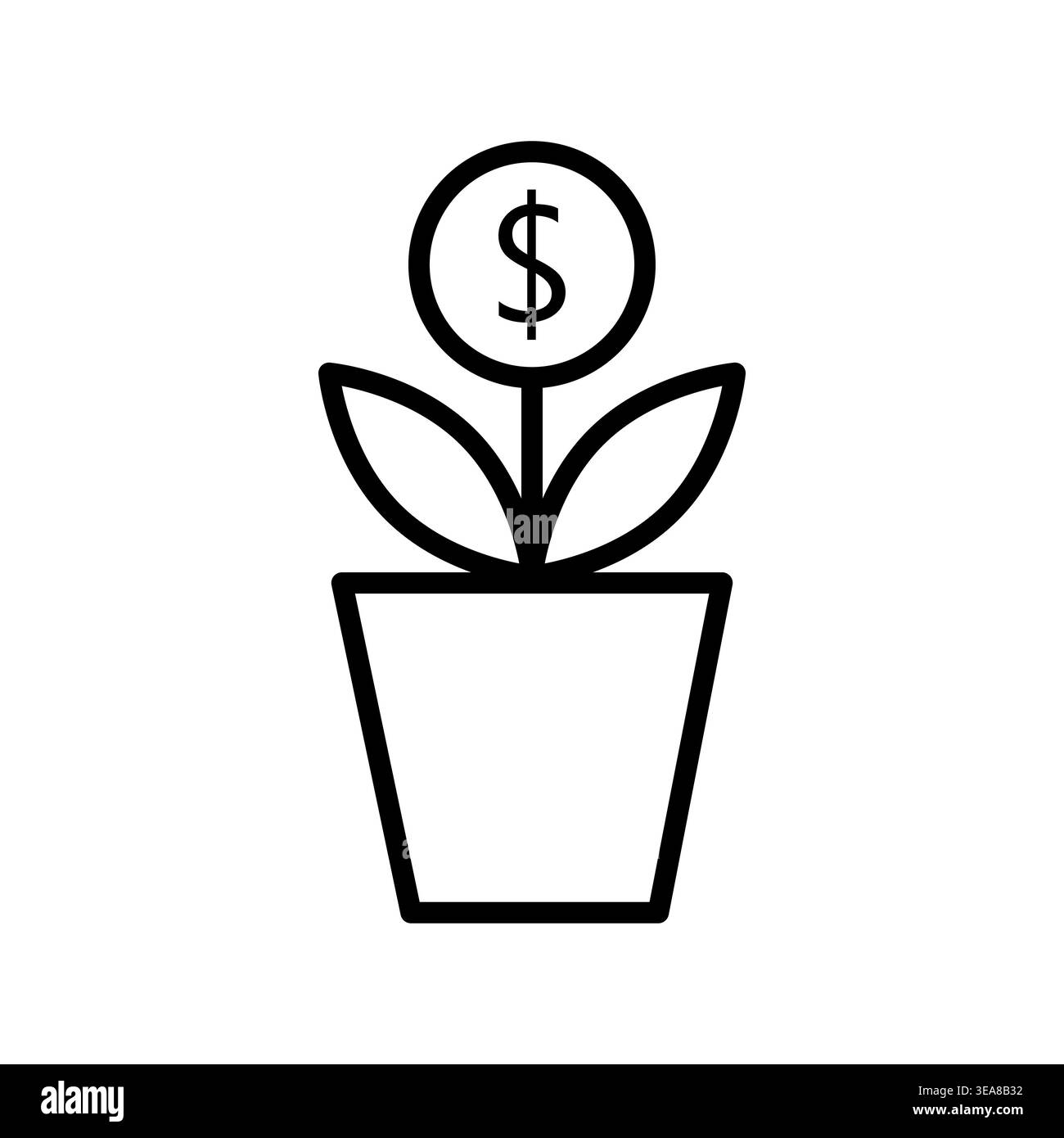 A conceptual Vector illustration depicting a plant in a pot with a dollar sign representing financial growth and investment. Stock Vector