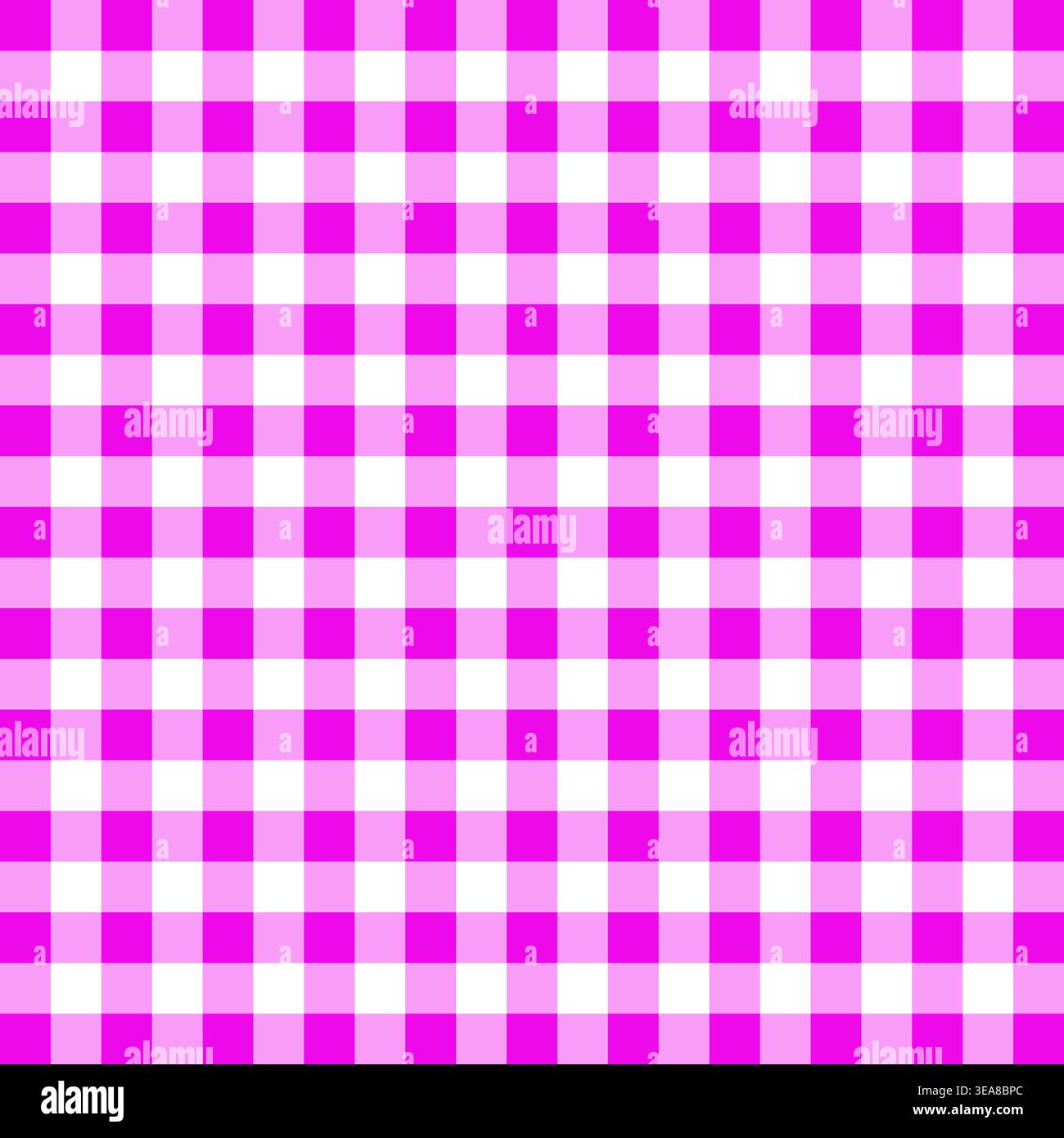 A classic gingham style seamless Vector pattern features alternating bright magenta and white squares, creating a cheerful, repeating textile design. Stock Vector