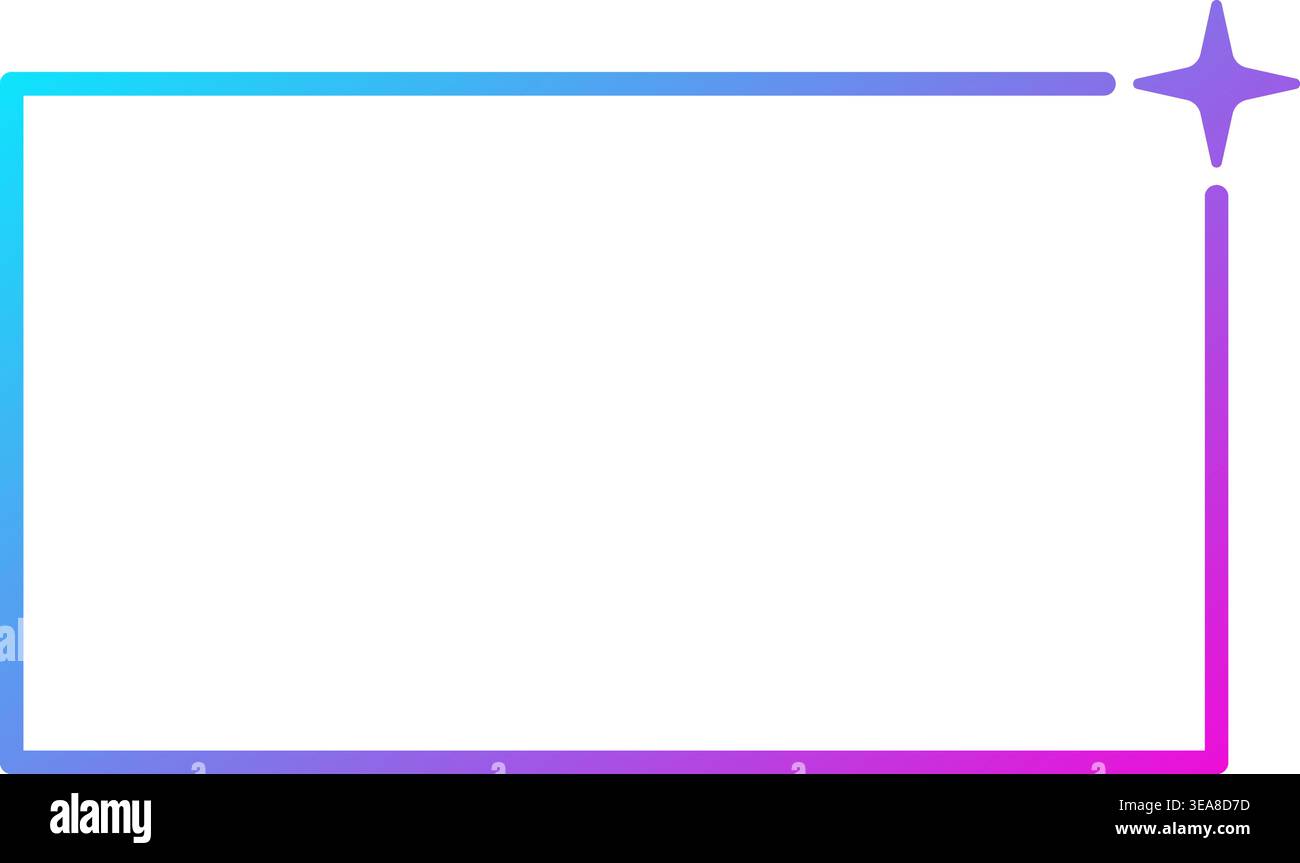 AI gradient rectangle frame. Artificial intelligence neon line border with star. Technology box with blue pink gradient. Neural network bar. Vector Stock Vector