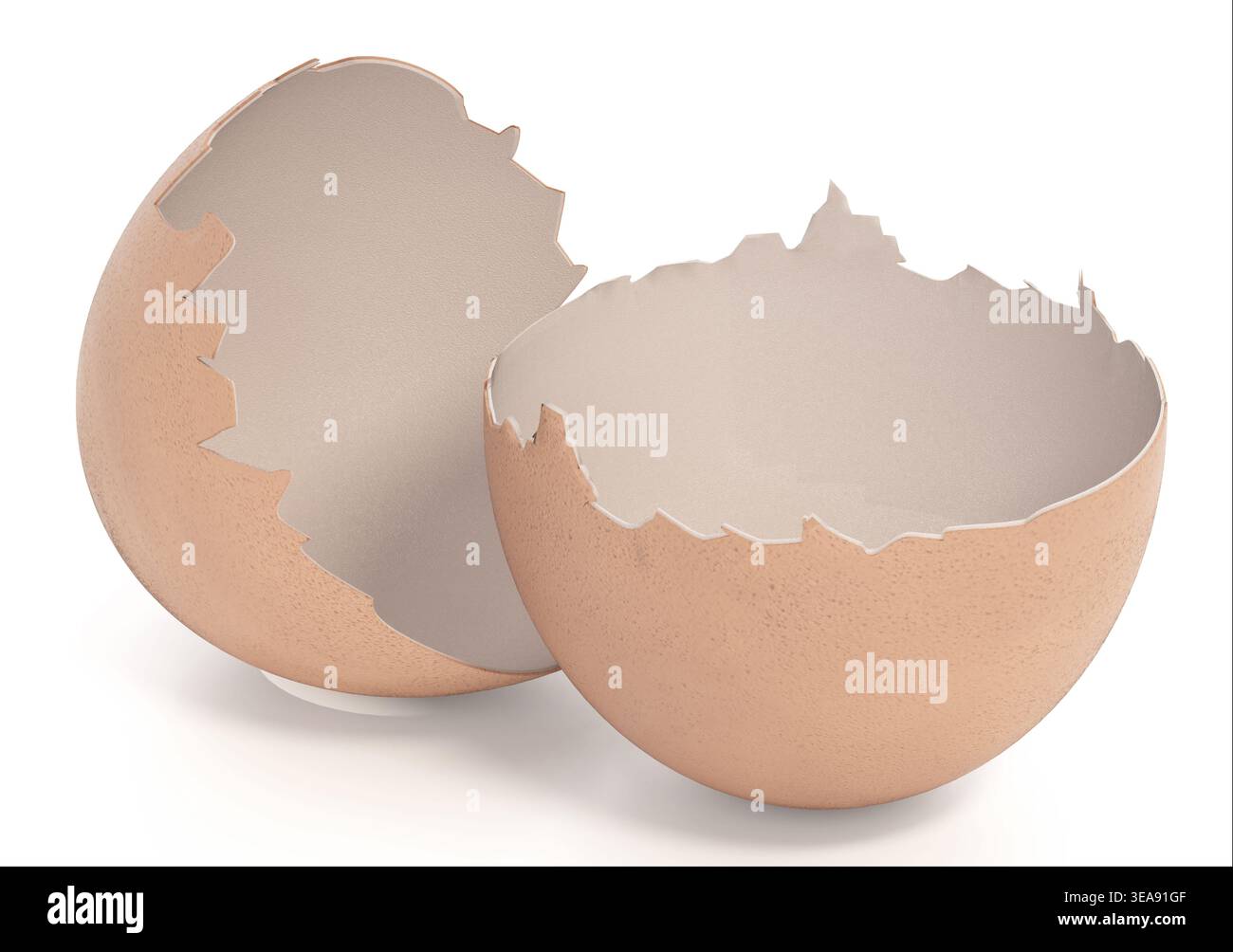 Egg shells isolated on white background. 3D illustration. Stock Photo