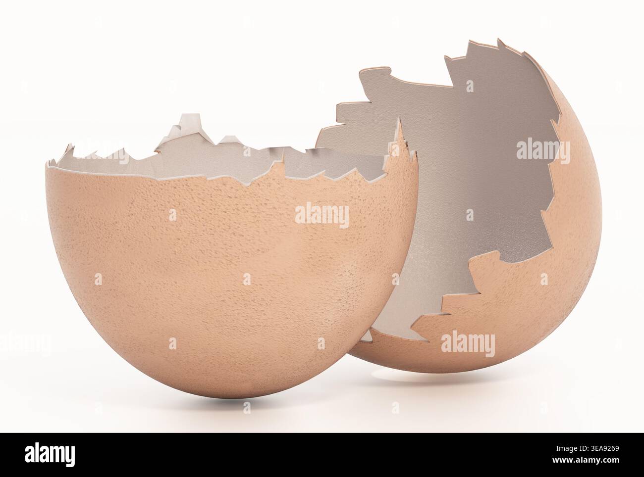 Egg shells isolated on white background. 3D illustration. Stock Photo