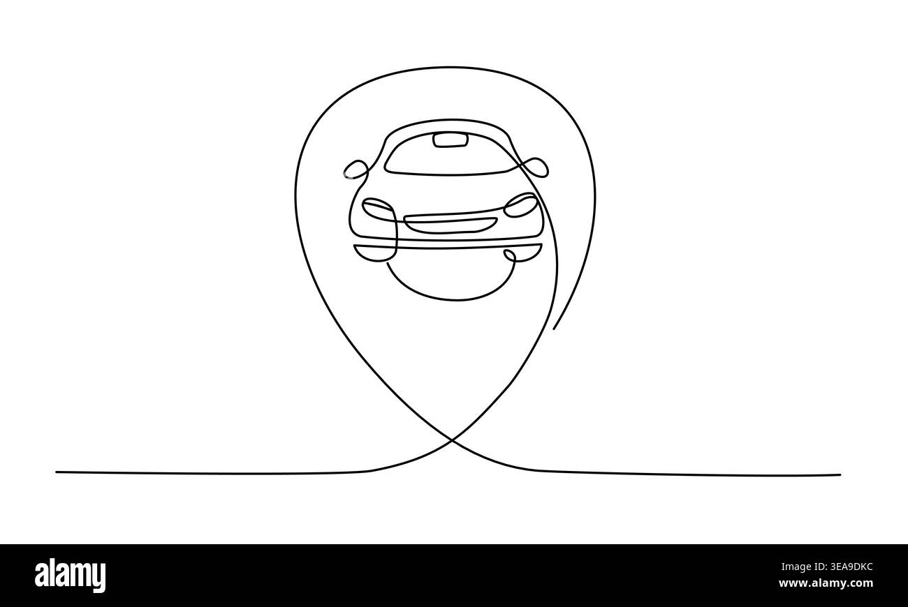 Carsharing Point One Line Illustration Stock Vector