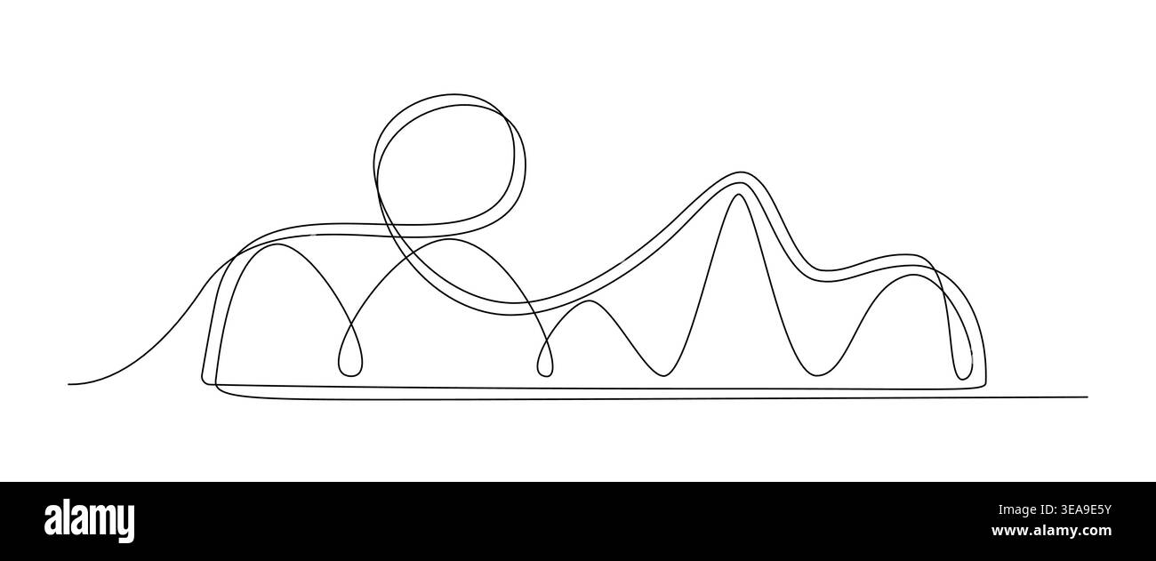 Roller Coaster One Line Illustration Stock Vector