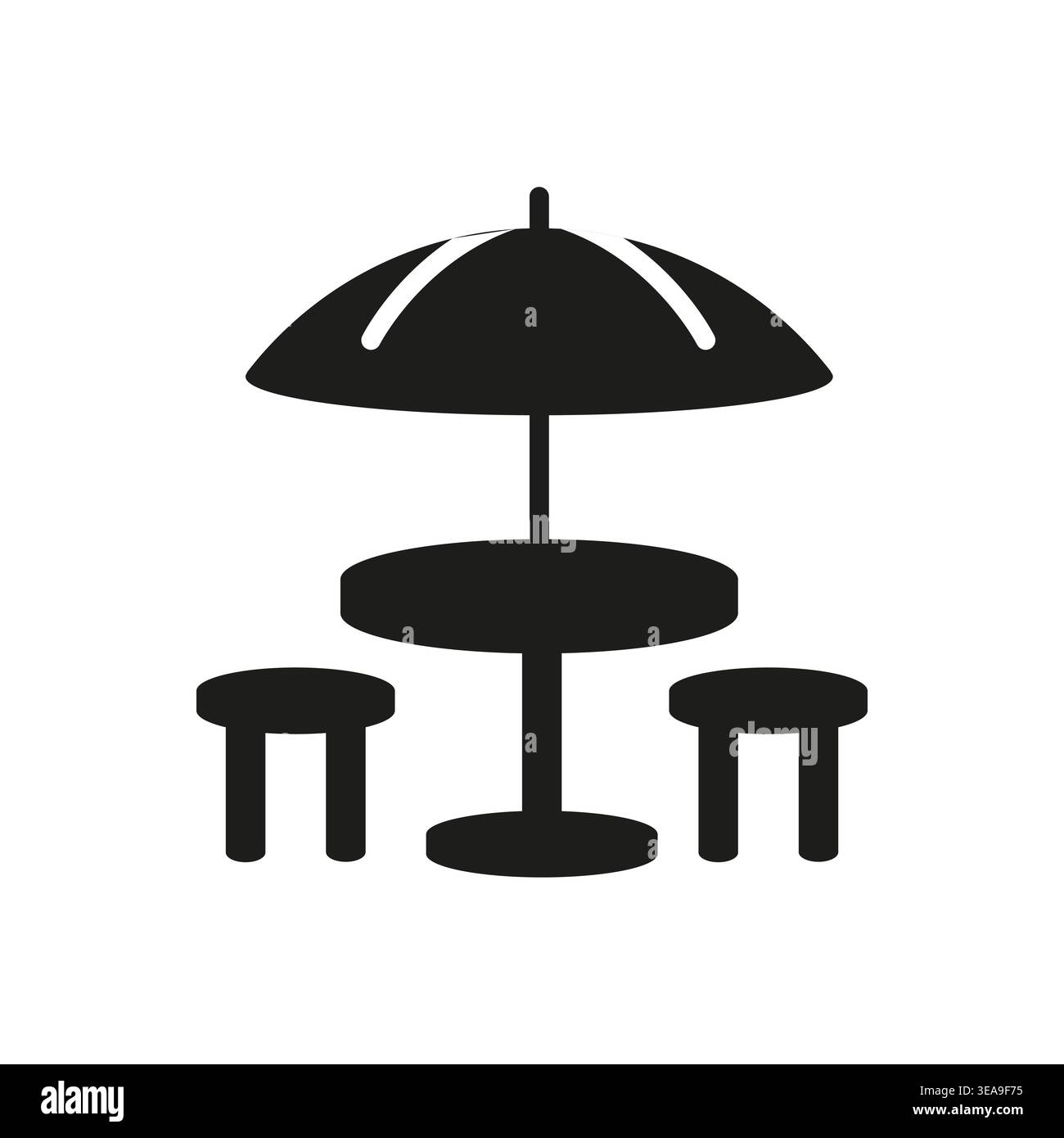 Outdoor Cafe Table Umbrella Icon Stock Vector